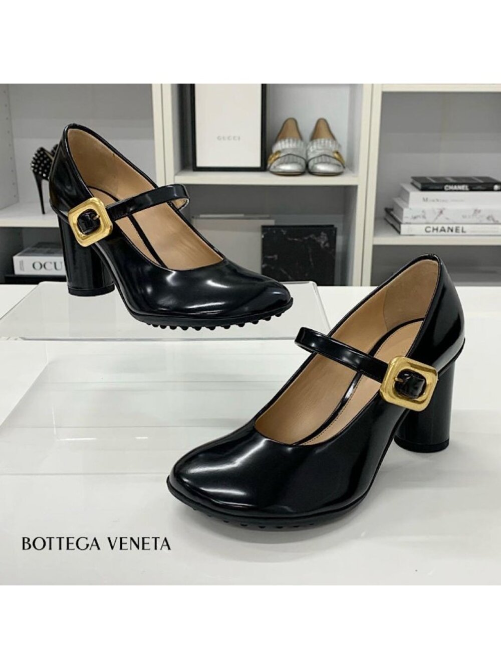 Bottega Veneta Atomic Leather Strap Mary Jane Pumps Heels